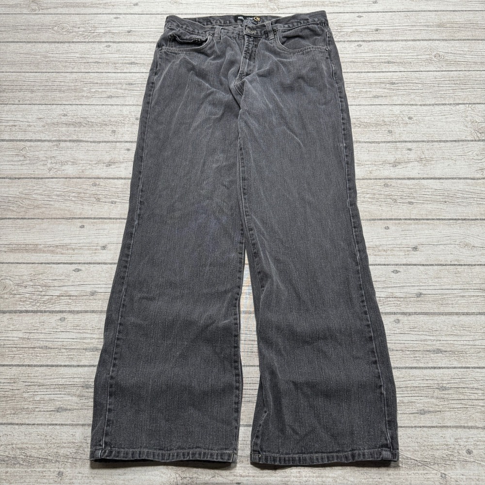 Y2K Mecca Jeans Men's 34x32 Black Faded Denim Wide Leg Baggy Streetwear Skater